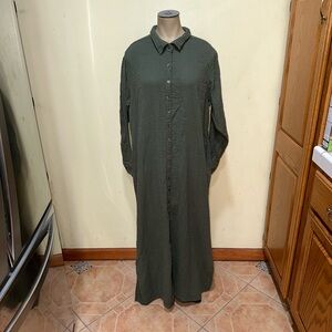 Woman’s Natural Life long sleeve maxi dress button down collar